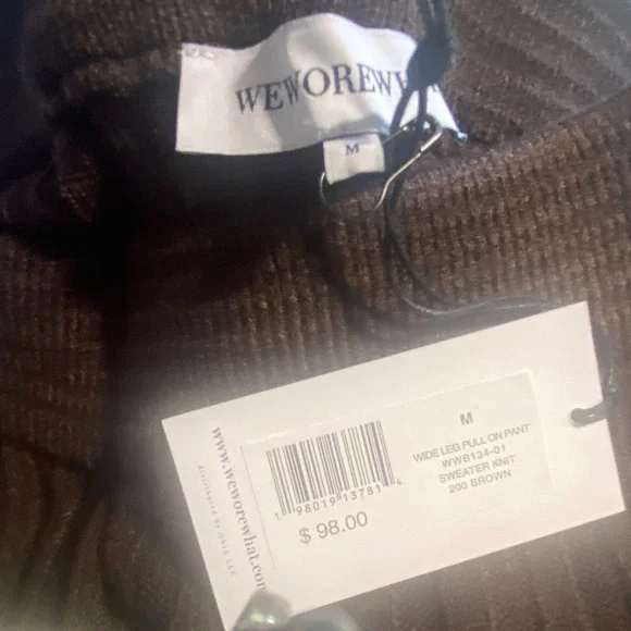 WeWoreWhat Women's Wide Leg Pull On‎ Sweater Knit Pants Size M Brown MSRP $98 - Picture 3 of 4